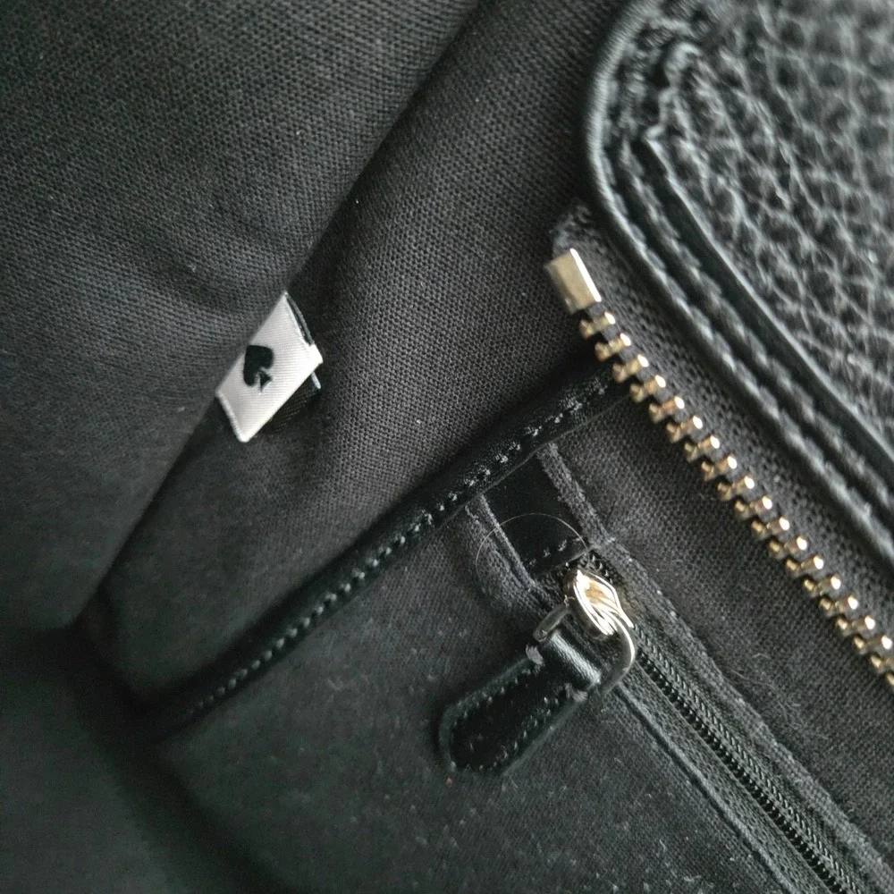 Kate Spade New York Ella Black Pebbled Leather Double Handles Zipper Tote Bag